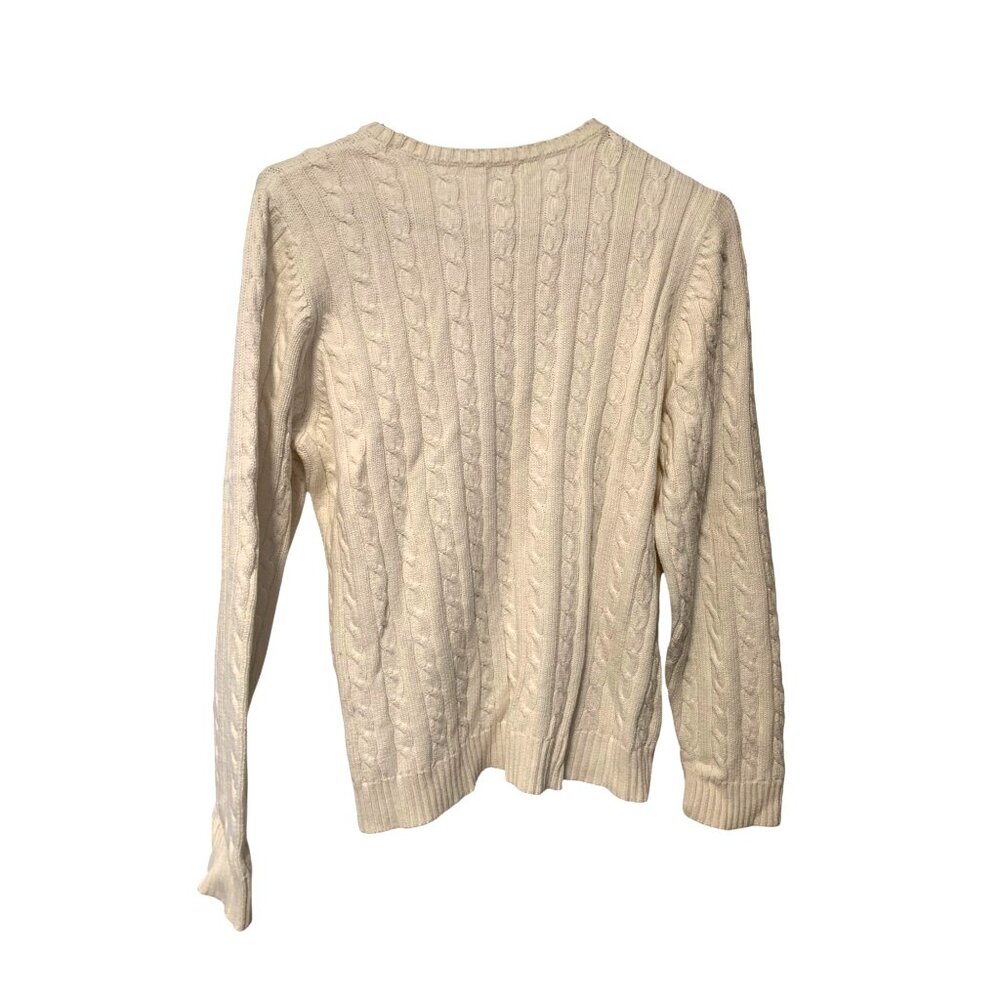 Vintage Y2K Charter Club Womens Size Large White Crew Neck Pullover Cable Knit S - Picture 3 of 4